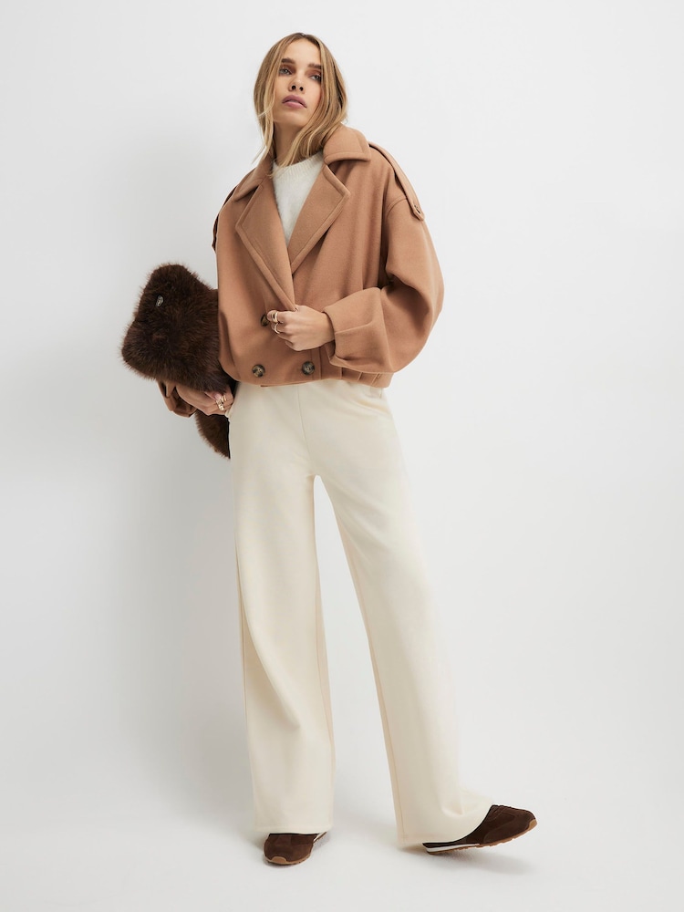 River Island Brown Bubble Hem Short Double Breasted Jacket - Image 2 of 4