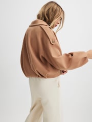 River Island Brown Bubble Hem Short Double Breasted Jacket - Image 3 of 4