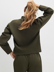 River Island Green Long Sleeve Interlock Funnel Neck Sweatshirt - Image 2 of 4