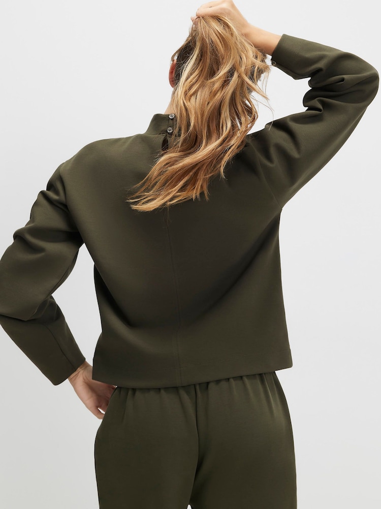 River Island Green Long Sleeve Interlock Funnel Neck Sweatshirt - Image 2 of 4