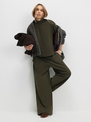 River Island Green Long Sleeve Interlock Funnel Neck Sweatshirt - Image 3 of 4