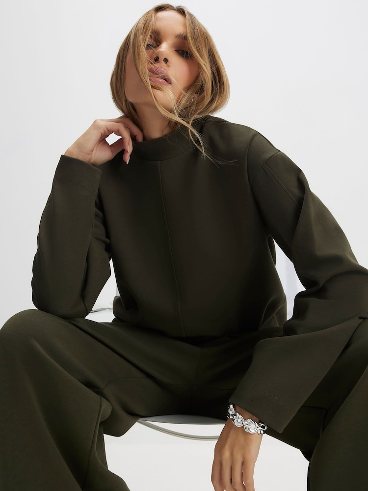 River Island Green Long Sleeve Interlock Funnel Neck Sweatshirt - Image 4 of 4