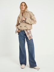 River Island Brown Short Bubble Hem Trench Jacket - Image 3 of 4