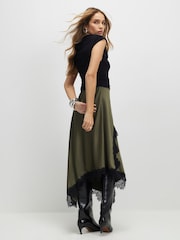 River Island Green Lace Hybrid Drape Midi Dress - Image 4 of 4