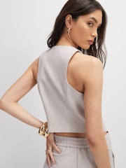 River Island Grey Sleeveless Boucle Cropped Waistcoat - Image 2 of 4