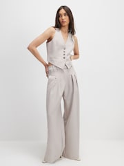 River Island Grey Sleeveless Boucle Cropped Waistcoat - Image 4 of 4