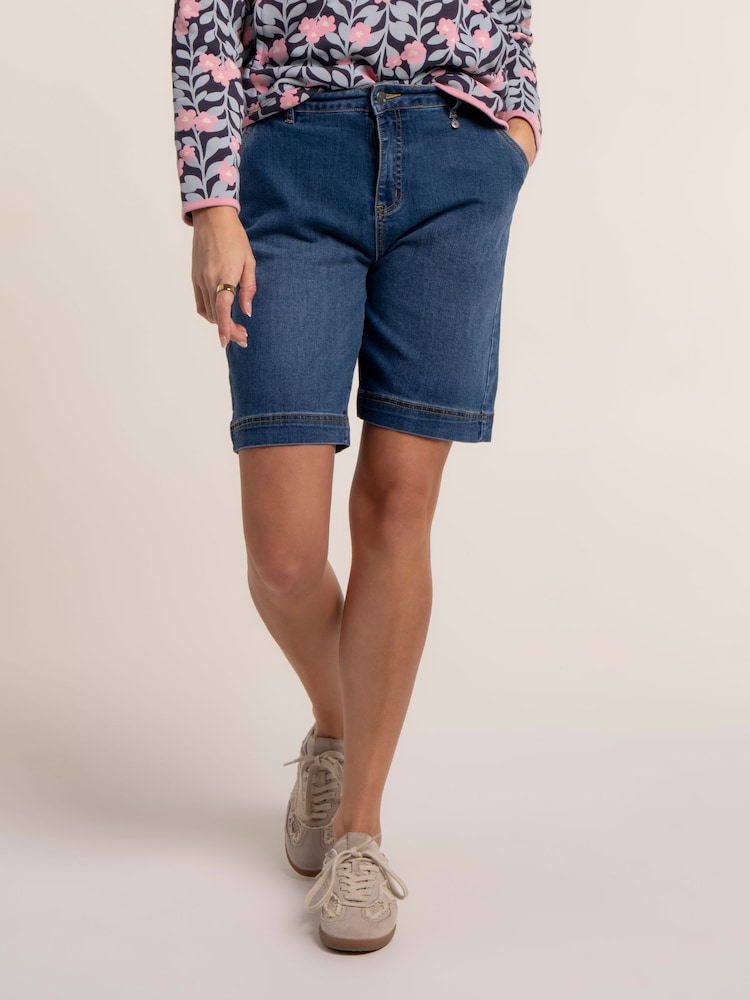 Brakeburn Blue Wide Leg Denim Shorts - Image 1 of 6