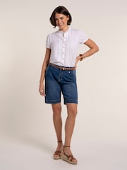 Brakeburn Blue Wide Leg Denim Shorts - Image 4 of 6