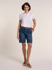 Brakeburn Blue Wide Leg Denim Shorts - Image 6 of 6