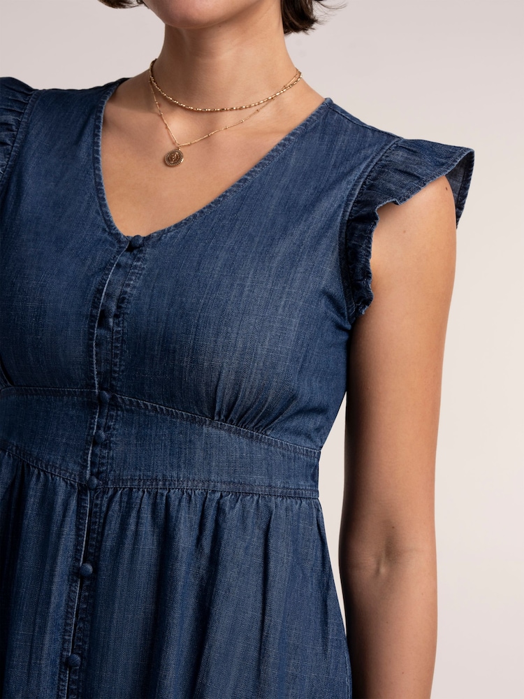 brakeburn denim dress Brakeburn Women's Icylyn 3/4 Sleeve Round Neck Dress