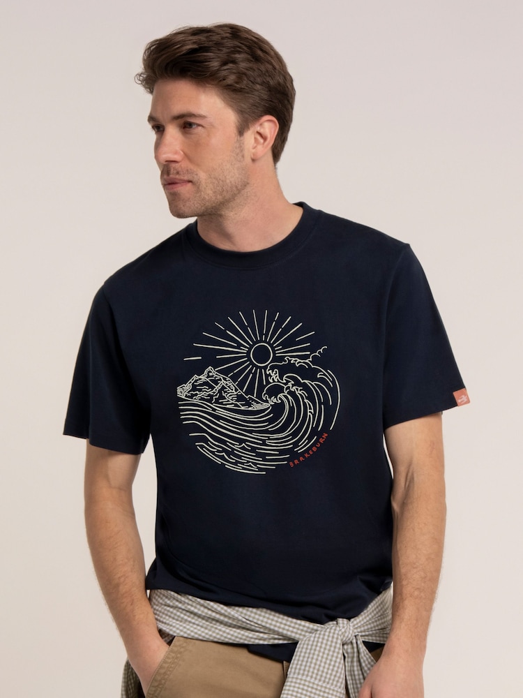 Brakeburn Blue Radstock T-Shirt - Image 1 of 6 Brakeburn Blue Radstock T-Shirt - Image 1 of 6