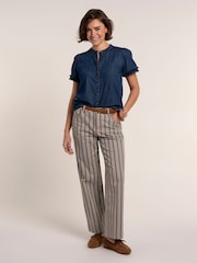 Brakeburn Blue Stripe Straight Leg Jeans - Image 3 of 6