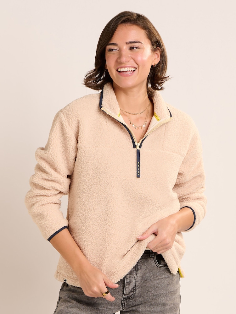 Brakeburn Cream Wey Quarter Zip Sweatshirt - Image 1 of 6