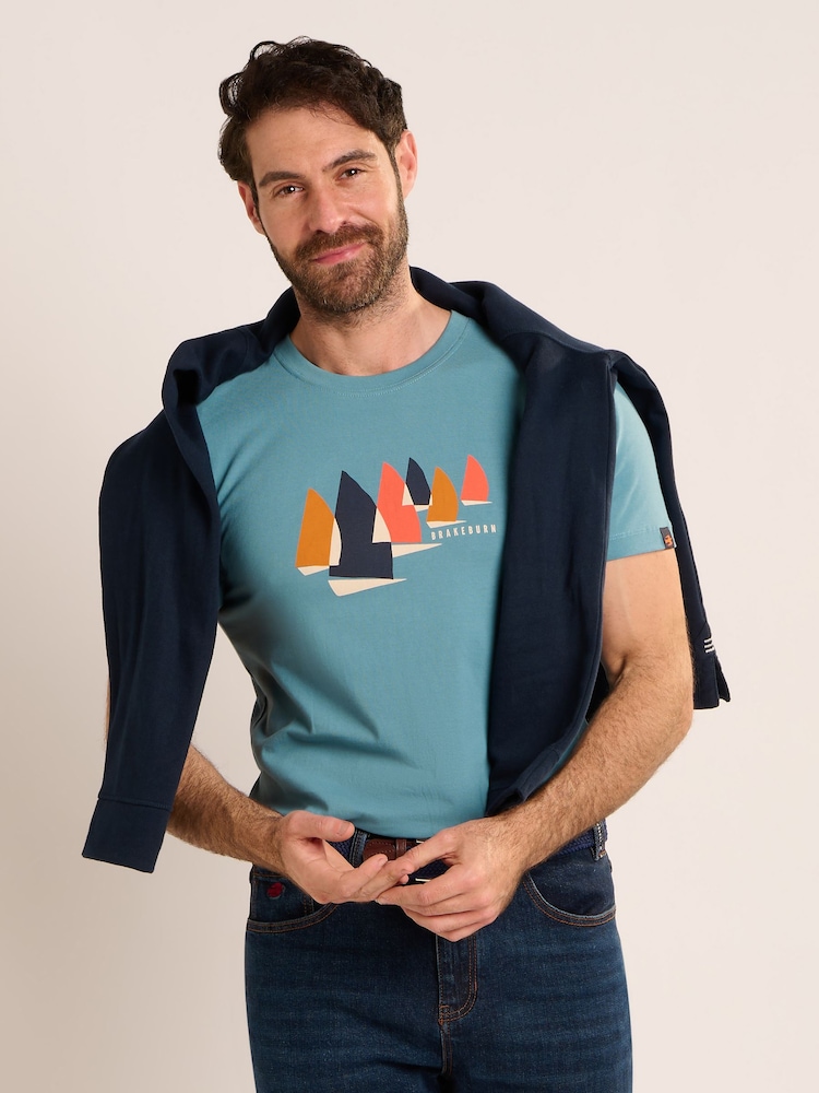 Brakeburn Blue Bobbington T-Shirt - Image 1 of 4 Brakeburn Blue Bobbington T-Shirt - Image 1 of 4