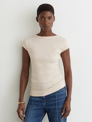 Reiss Natural Serena Stretch-Cotton Scoop-Back Top - Image 3 of 6