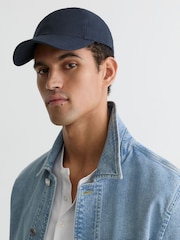 海軍藍 - Reiss Lucas Linen Baseball Cap - 圖片 1/5