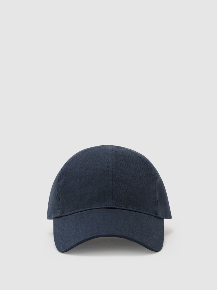海軍藍 - Reiss Lucas Linen Baseball Cap - 圖片 2/5
