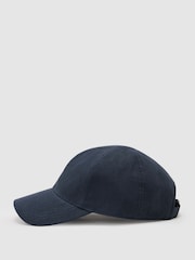 海軍藍 - Reiss Lucas Linen Baseball Cap - 圖片 3/5