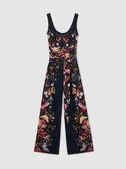 Reiss Navy Clara Reiss | NYBG Printed Wide-Leg Jumpsuit - Image 2 of 7