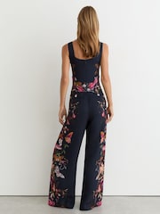 Reiss Navy Clara Reiss | NYBG Printed Wide-Leg Jumpsuit - Image 5 of 7