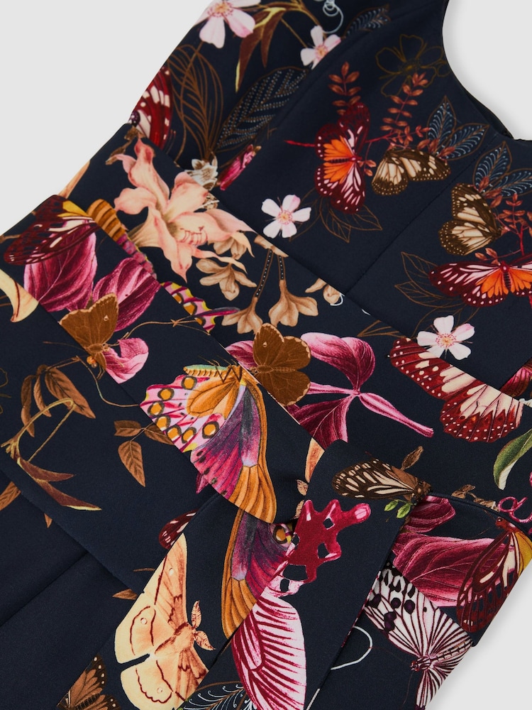 Reiss Navy Clara Reiss | NYBG Printed Wide-Leg Jumpsuit - Image 7 of 7 Reiss Navy Clara Reiss | NYBG Printed Wide-Leg Jumpsuit - Image 7 of 7