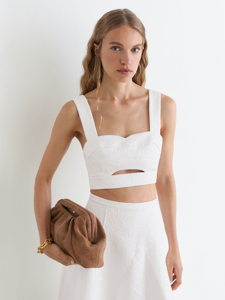 Reiss Ivory Tara Crop Top - Image 1 of 6