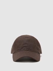 Reiss Chocolate Brown Lucas Linen Baseball Cap - Image 2 of 5