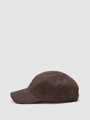 Reiss Chocolate Brown Lucas Linen Baseball Cap - Image 3 of 5