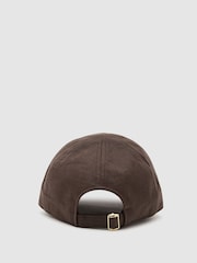 Reiss Chocolate Brown Lucas Linen Baseball Cap - Image 4 of 5