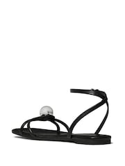 kate spade new york Black Harmony Smooth Leather Flat Sandals - Image 3 of 5