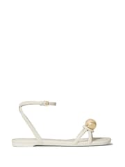 kate spade new york Cream Harmony Smooth Leather Flat Sandals - Image 1 of 5