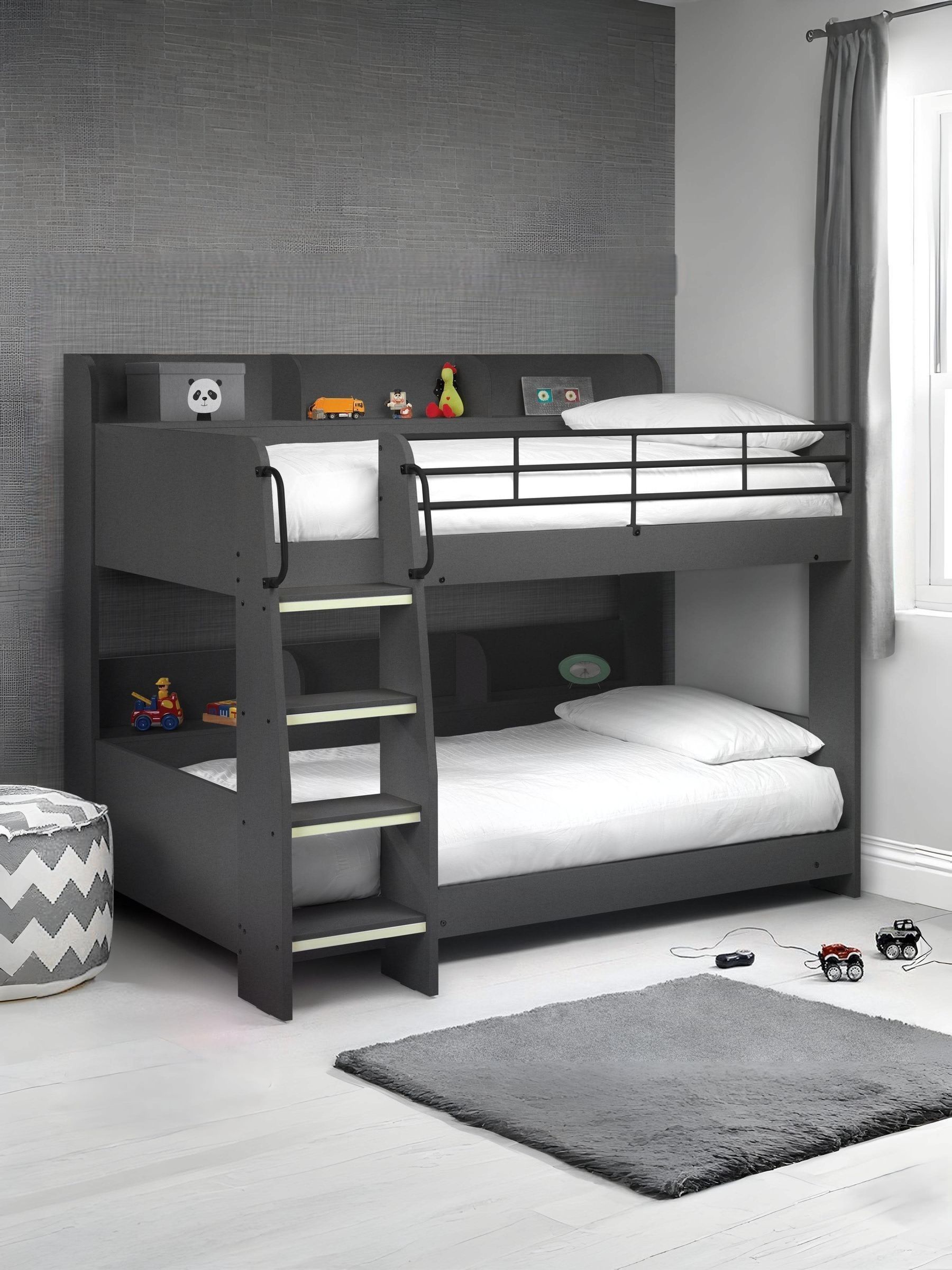 Julian Bowen Domino Bunk Bed, Anthracite | Modern Kids Bed with Ladder, 90cm/3ft, Ideal for Kids & Guest Rooms, Wooden Bunkbed, No Box Spring Needed - Image 7