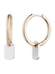 Lauren Ralph Lauren Gold Tone Logo Huggie Hoop Earrings - Image 1 of 3