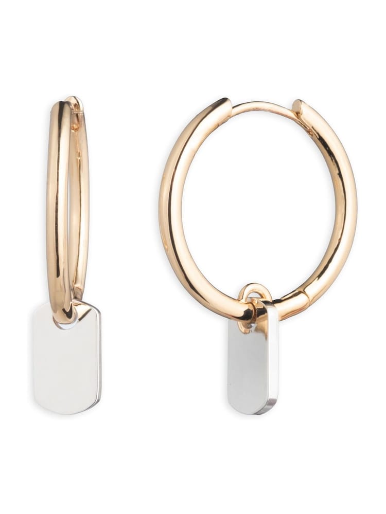 Lauren Ralph Lauren Gold Tone Logo Huggie Hoop Earrings - Image 1 of 3