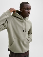 JACK & JONES Olive Green Relaxed Fit Plain Hoodie - Image 3 of 6