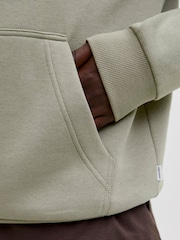 JACK & JONES Olive Green Relaxed Fit Plain Hoodie - Image 4 of 6