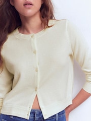 Boden Cream Eva Cashmere Cropped Cardigan - Image 4 of 6