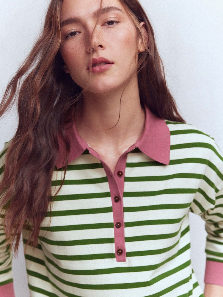 Boden סוודר כותנה עם פנל כפתורים בצווארון, דגם Lara - תמונה 2 מתוך 6