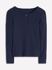 Boden Blue Rib Henley T-Shirt - Image 5 of 5