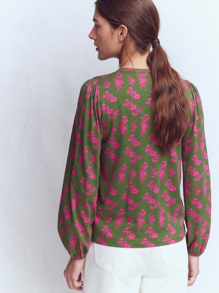 Boden Green Mya Smocked Jersey Shirt - Image 2 of 5