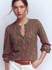 Boden Green Mya Smocked Jersey Shirt - Image 3 of 5