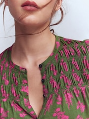 Boden Green Mya Smocked Jersey Shirt - Image 4 of 5