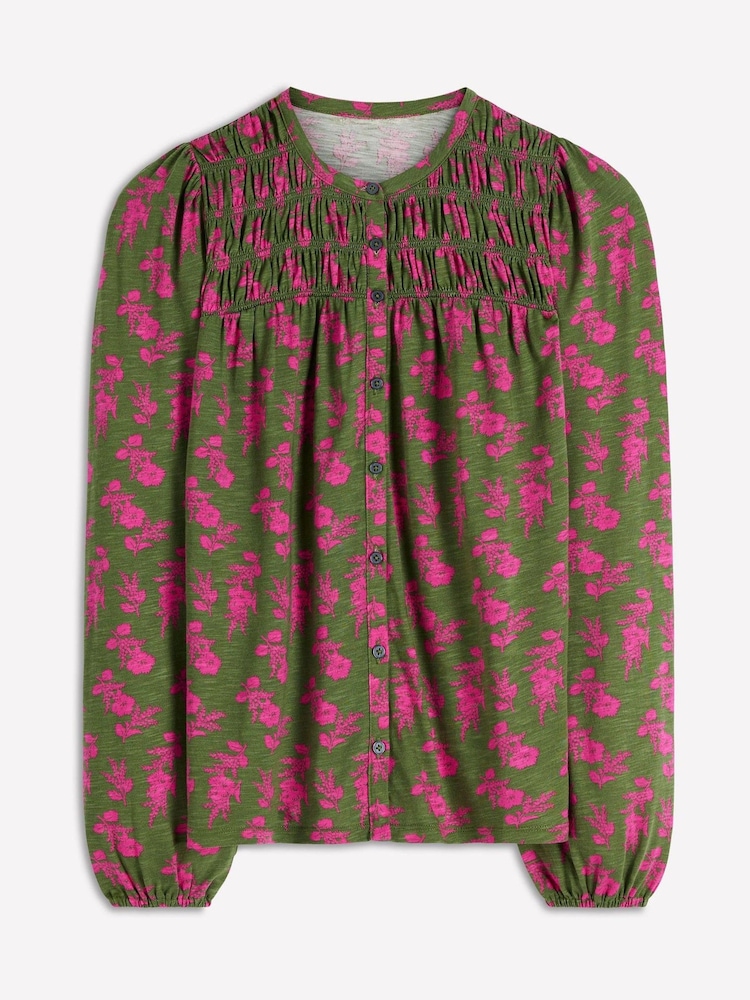 Boden Green Mya Smocked Jersey Shirt - Image 5 of 5