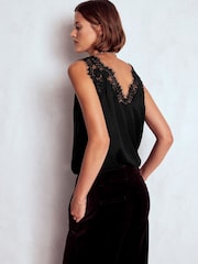 Boden Black Silk-blend Lace Trim Camisole - Image 3 of 6