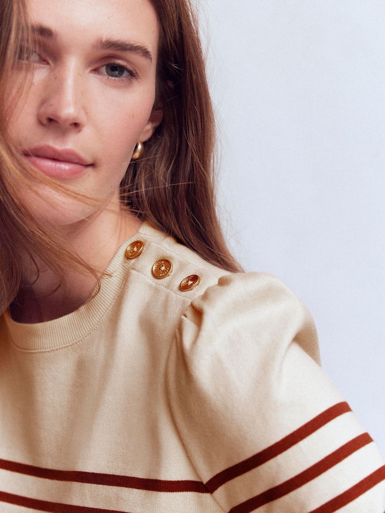 Boden Brown Button Shoulder Mariner T-Shirt - Image 2 of 5