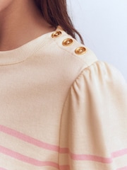 Boden Pink Button Shoulder Mariner T-Shirt - Image 2 of 4