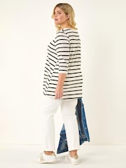 Roman White Curve Stripe Print Tunic Top - Image 3 of 5