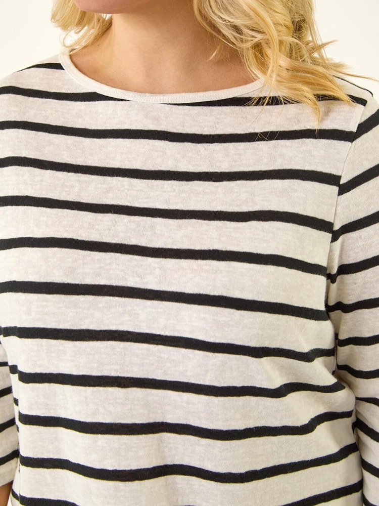 Roman White Curve Stripe Print Tunic Top - Image 5 of 5