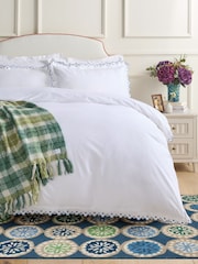 Nina Campbell Mid Blue Jester Scallop Spot 200 Thread Count Duvet Cover and Pillowcase Set - Image 1 of 5