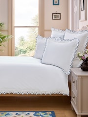Nina Campbell Mid Blue Jester Scallop Spot 200 Thread Count Duvet Cover and Pillowcase Set - Image 2 of 5